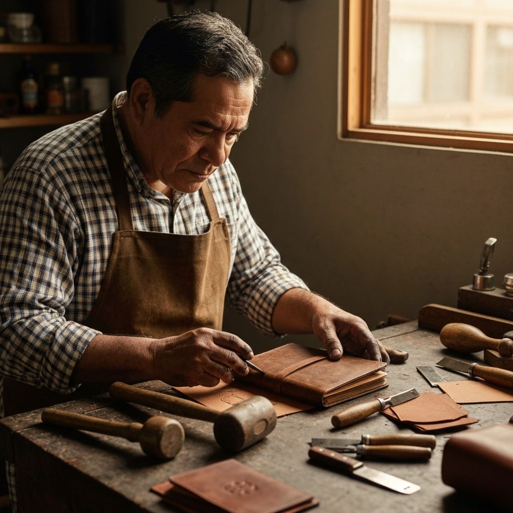 Leather craftsman at work